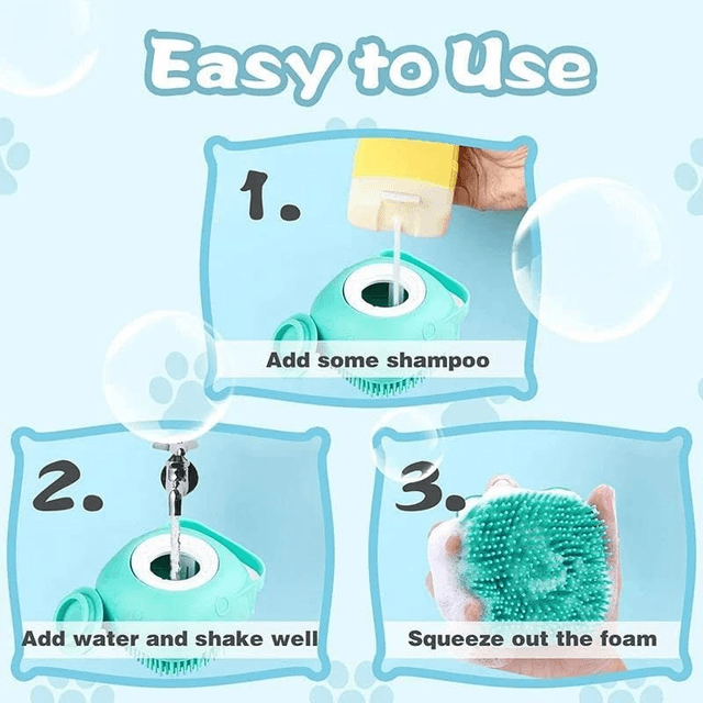 Silicone Dog Shampoo Brush with Soap Dispenser