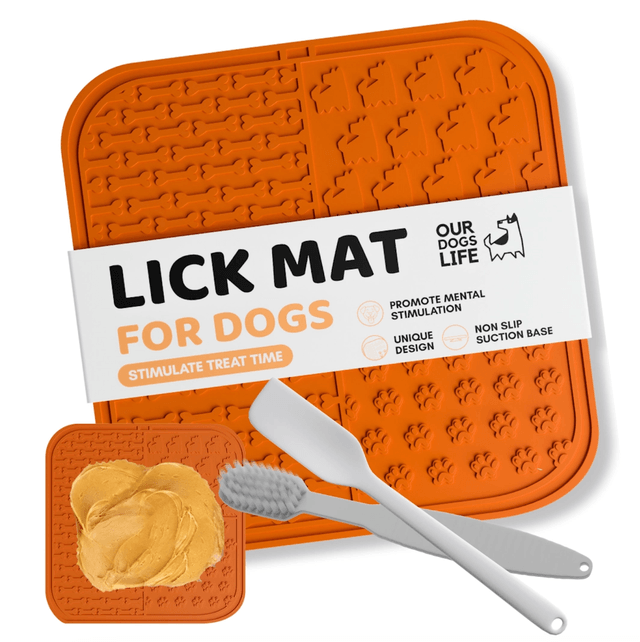 OurDogsLife - Lick Mat For Dogs with Spreader & Brush