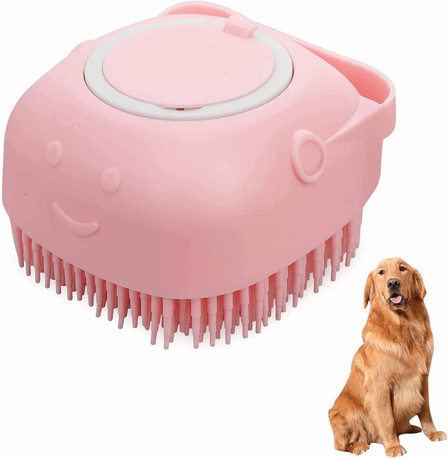 Silicone Dog Shampoo Brush with Soap Dispenser
