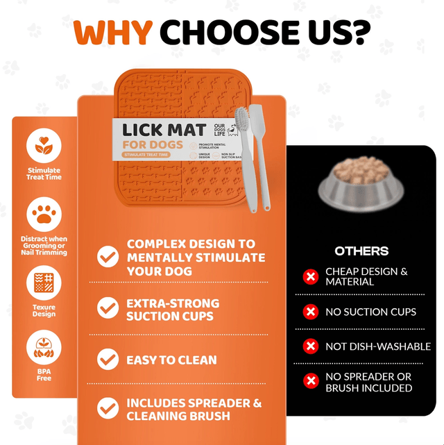 OurDogsLife - Lick Mat For Dogs with Spreader & Brush